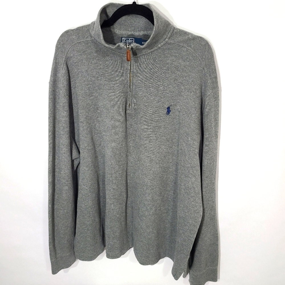 Polo By‎ Ralph Lauren Men's Size XXL 1/4 Zip Pullover Gray Jumper Outside